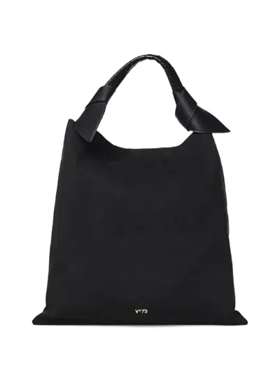 V73 Suede-effect Knotted Shoulder Bag In Black