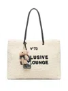 V73 Teddy-embellished Shearling Tote Bag In Neutral