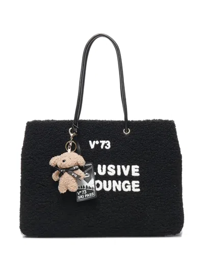 V73 Teddy-embellished Tote Bag In Black