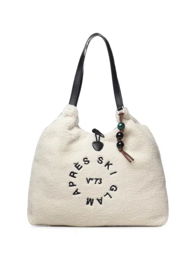V73 Teddy-effect Embroidered Shoulder Bag In Red