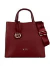 V73 Top Handle Charm Tote Bag In Red