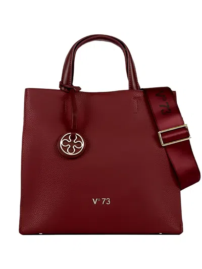 V73 Top Handle Charm Tote Bag In Red