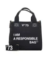V73 Responsibility Tote Bag In Canvas And Eco-leather In Black