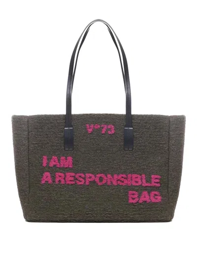 V73 Logo-embroidered Tote Bag In Verde