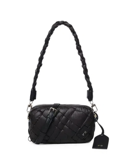 V73 Tourmalina Padded Woven-effect Shoulder Bag In Black