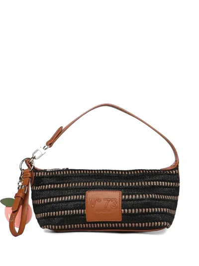V73 Venice Striped Shoulder Bag In Black