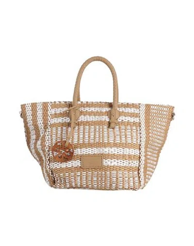 V73 Woman Handbag Camel Size - Paper Yarn In Beige
