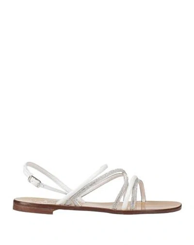 V73 Woman Sandals White Size 9 Textile Fibers
