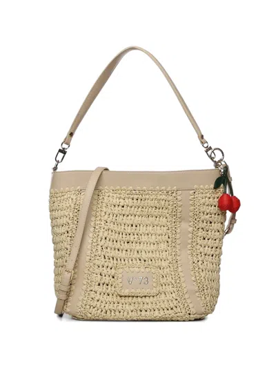 V73 Woven Charm Tote Bag In Neutral