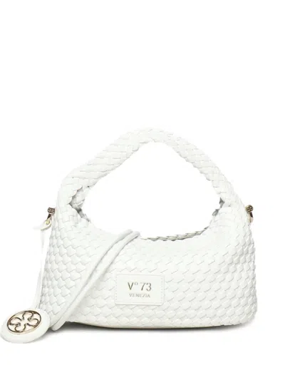 V73 Woven Shoulder Bag In White