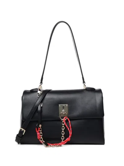 V73 Woven-cord Chain-detail Shoulder Bag In Black