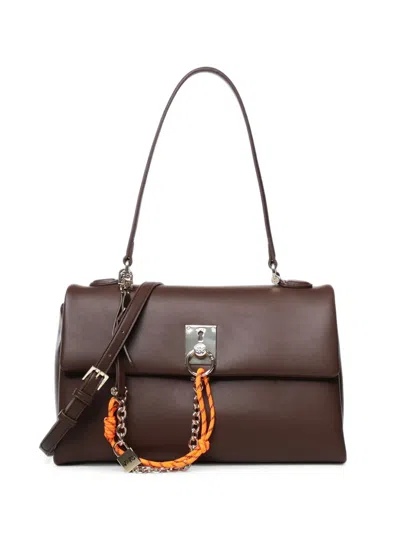V73 Woven-cord Detail Shoulder Bag In Brown