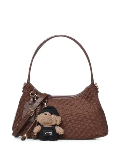 V73 Woven-effect Shoulder Bag In Black