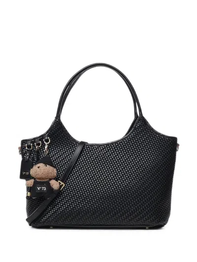 V73 Woven-effect Shoulder Bag In Black