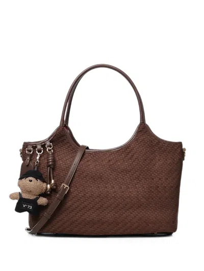 V73 Woven-effect Shoulder Bag In Brown
