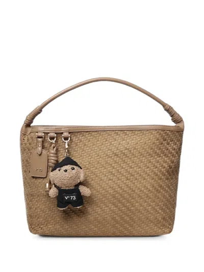 V73 Woven-effect Shoulder Bag In Neutral