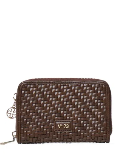 V73 Zelda Woven Zip-around Wallet In Brown