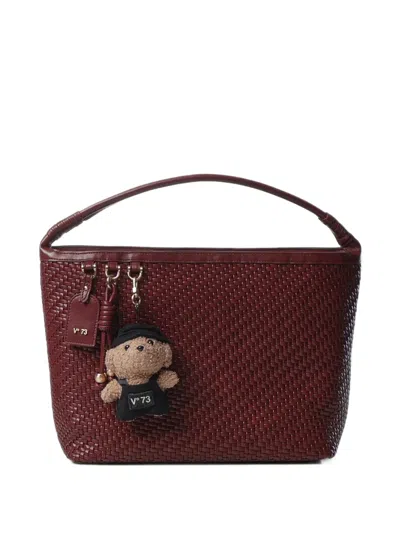 V73 Zelda Woven-design Teddy-charm Shoulder Bag In Brown