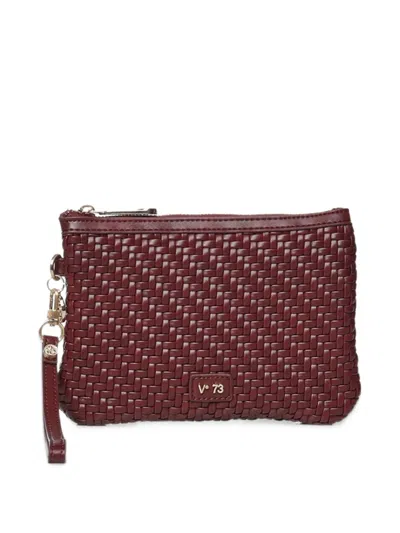 V73 Zelda Woven-effect Clutch Bag In Red
