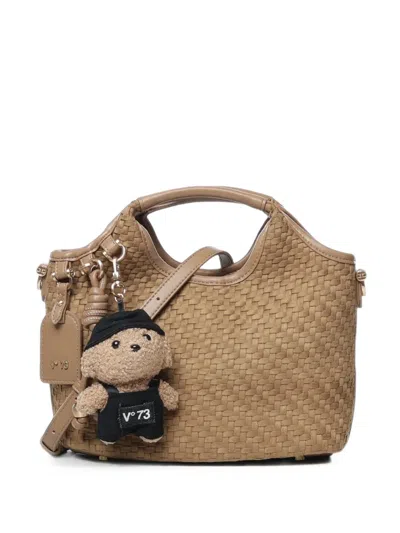 V73 Zelda Woven-effect Shoulder Bag In Blue