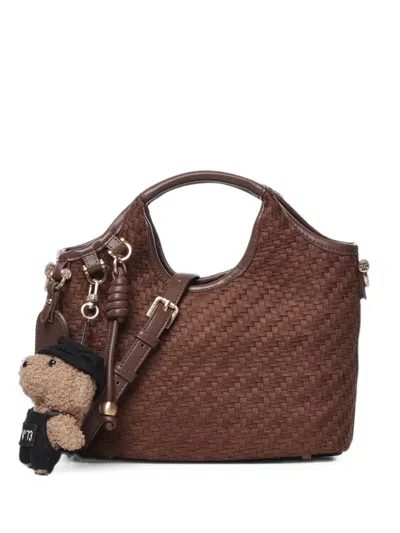 V73 Zelda Woven-effect Shoulder Bag In Brown