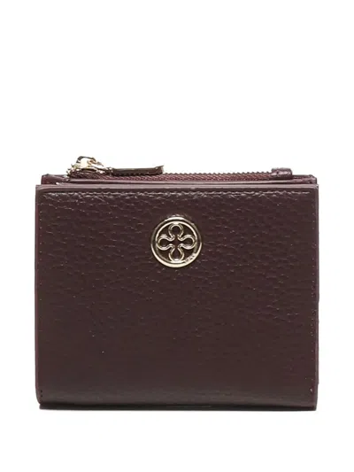 V73 Zip-top Logo-plaque Wallet In Red