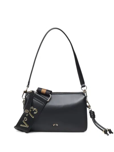 V73 Zircon Logo-plaque Knotted Shoulder Bag In Black