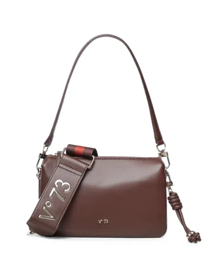 V73 Zircone Knotted Logo-plaque Shoulder Bag In Brown