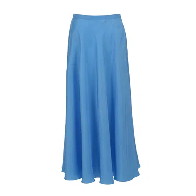 Vaai Women's Bias Cut Silk Maxi Skirt Sky Blue - The Maria