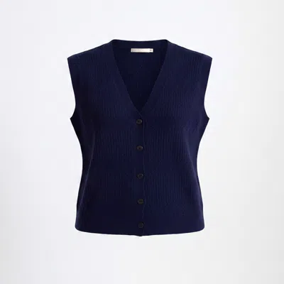 Vaai Women's Blue Sleeveless Knitted Vest In Navy - The Luna