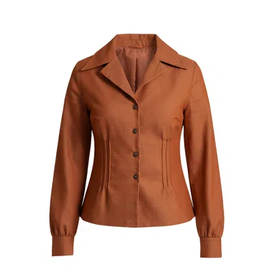 Vaai Women's Brown Fitted Denim Shirt Jacket In Terracotta - The Olivia