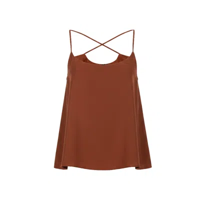 Vaai Women's Brown Silk Camisole Top - The Ada