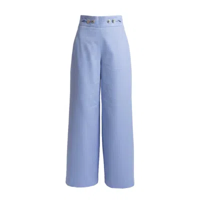 Vaai Women's High Waist Cotton Trouser In Cornflower Blue - The Claudia