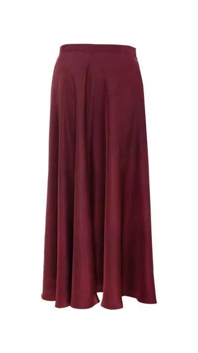 Vaai Women's Red Bias Cut Silk Maxi Skirt Burgundy - The Maria