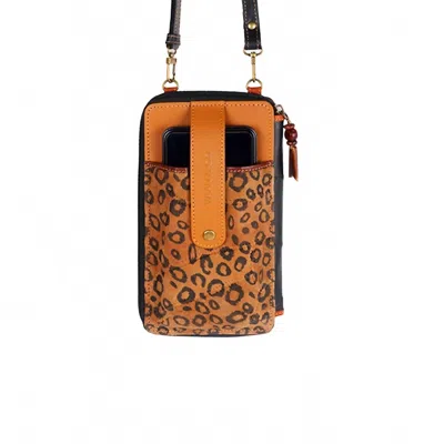 Vaan & Co. Women's Prism Cheetah Cellphone Crossbody Wallet In Multi In Orange