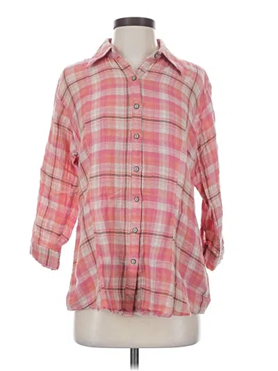 Pre-owned Vac Jeans 3/4 Sleeve Button Down Shirt In Pink