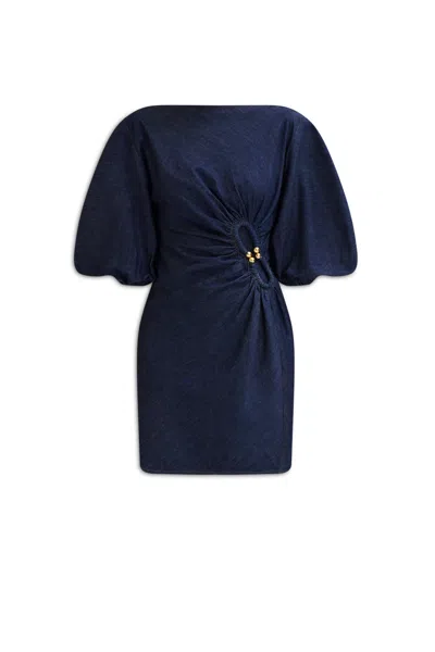 Scanlan Theodore Denim Turban Ring Dress In Blue