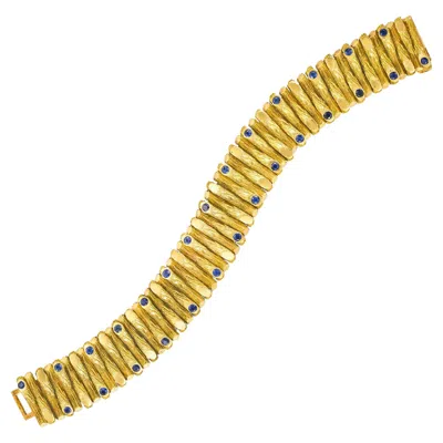 Pre-owned Vacheron Constantin 18k Gold Sapphire Articulated Bracelet By Cristofol C.1970 In Blue