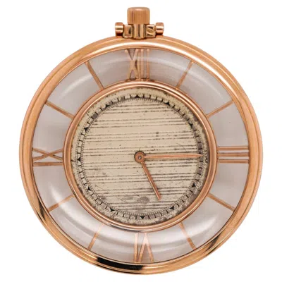 Pre-owned Vacheron Constantin 4798 Skeleton Roman Bezel 18k Rose Gold Pocket Watch In Red