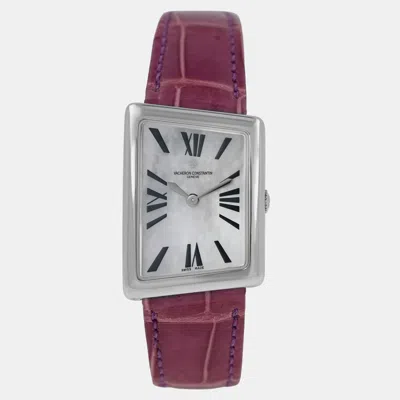 Pre-owned Vacheron Constantin Asymmetrical 1972 25021 25021 Quartz White Diamonds 18k White Gold Women's Wristwatch 23 Mm