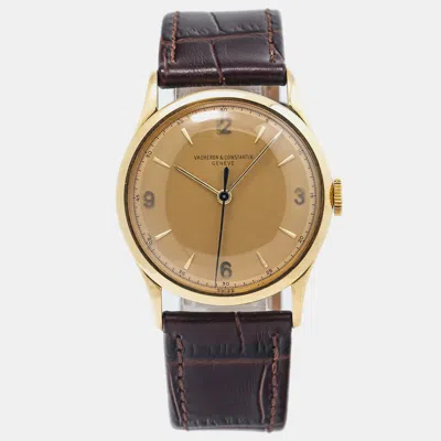 Pre-owned Vacheron Constantin Brown 18k Yellow Gold V454 Women's Wristwatch 34mm
