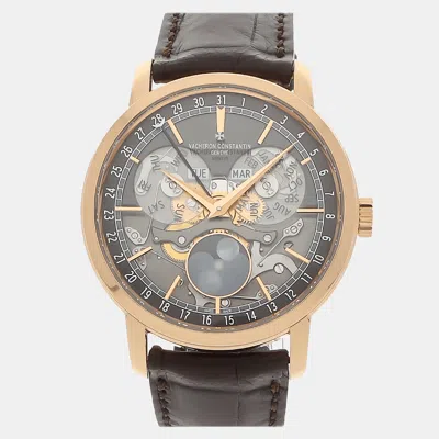Pre-owned Vacheron Constantin Grey 18k Rose Gold Traditionnelle Automatic Men's Wristwatch 41 Mm