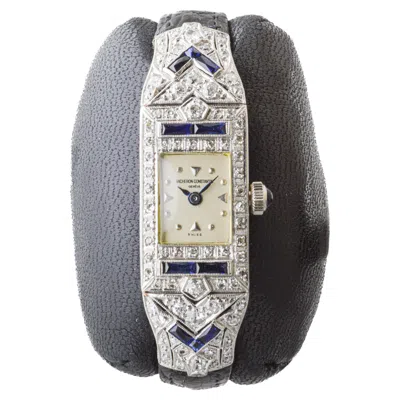 Pre-owned Vacheron Constantin Ladies Platinum Diamond Sapphire Watch From 1930's In Blue