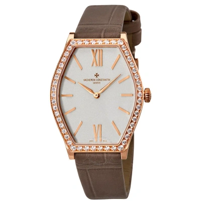 Vacheron Constantin Malte Silver Dial 18k Rose Gold Diamond Ladies Watch 25530000r-9742 In Brown