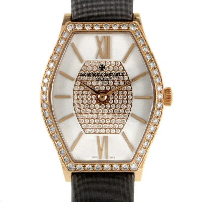 Vacheron Constantin Malte Silver Diamond Pave Dial Ladies Watch 25530000r-9802 In Black