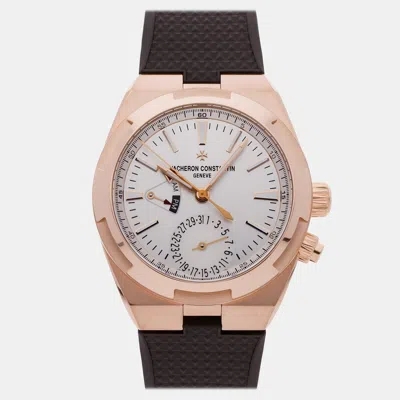 Pre-owned Vacheron Constantin Overseas Dual Time 7900v/000r-b336 Silver Rose Dold Automatic Men's Wristwatch 41 Mm