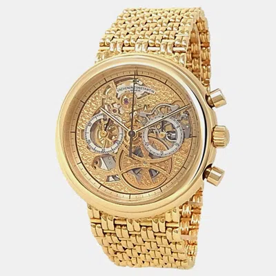 Pre-owned Vacheron Constantin Patrimony 47100/236j-3 Manual Winding Skeleton 18k Yellow Gold Men's Wristwatch 38 Mm In Transparent