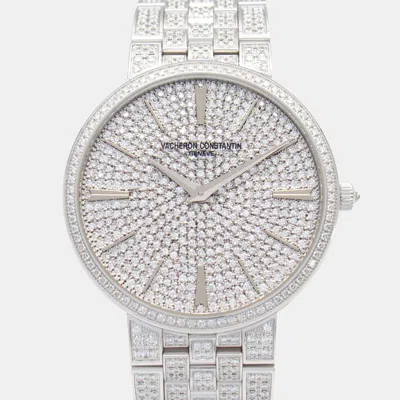 Pre-owned Vacheron Constantin Patrimony 81575 Manual Winding Silver 18k White Gold Women's Wristwatch 38 Mm