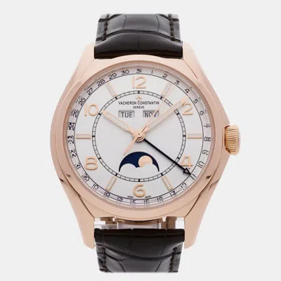 Pre-owned Vacheron Constantin Fiftysix Complete Calendar 4000e/000r-b438 Silver Automatic 18k Rose G