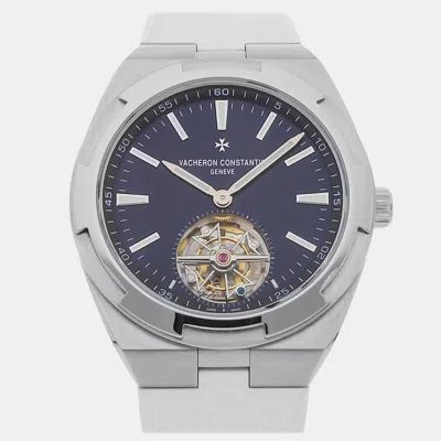 Pre-owned Vacheron Constantin Overseas Tourbillon 6000v/110a-b544 Blue Automatic Stainless Steel Men